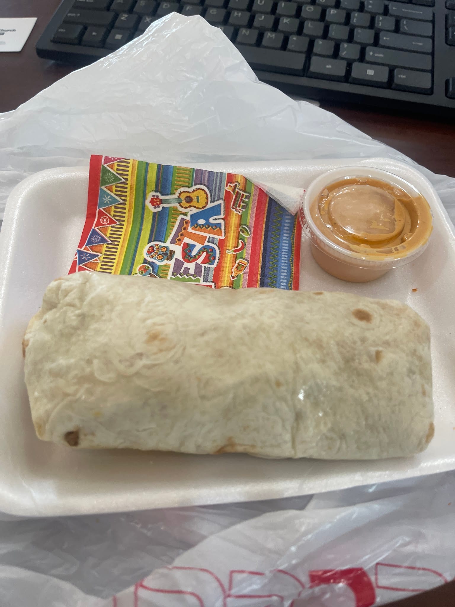BIG chicken-chipotle gourmet burrito with chipotle-mayo sauce